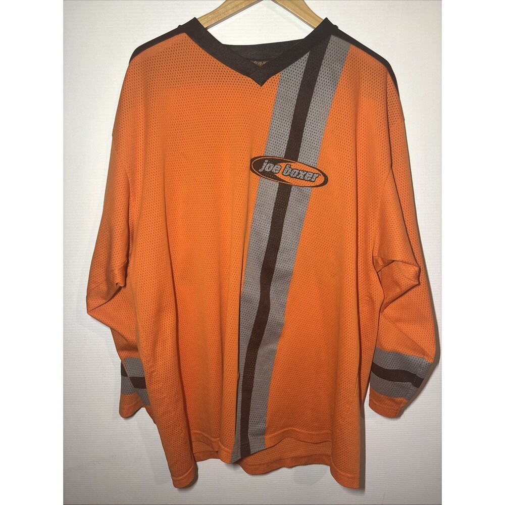 Vintage Joe Boxer Orange Silver Long Sleeve Oversized Number 01 Jersey